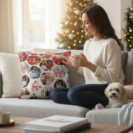 Multi Photo Collage Simple Moderne Hexagon Pattern Kussen