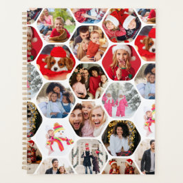 Multi Photo Collage Simple Moderne Hexagon Pattern Planner