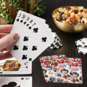 Multi Photo Collage Simple Moderne Hexagon Pattern Pokerkaarten (Insitu)