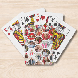 Multi Photo Collage Simple Moderne Hexagon Pattern Pokerkaarten