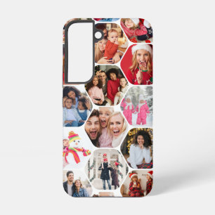 Multi Photo Collage Simple Moderne Hexagon Pattern Samsung Galaxy Hoesje