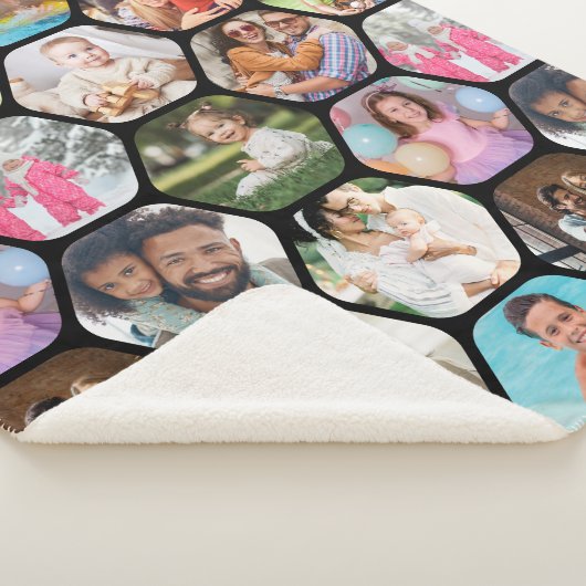 Multi Photo Collage Simple Moderne Hexagon Pattern Sherpa Deken (3/4)