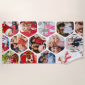 Multi Photo Collage Simple Moderne Hexagon Pattern Strandlaken (Voorkant)