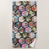 Multi Photo Collage Simple Moderne Hexagon Pattern Strandlaken (Voorkant)