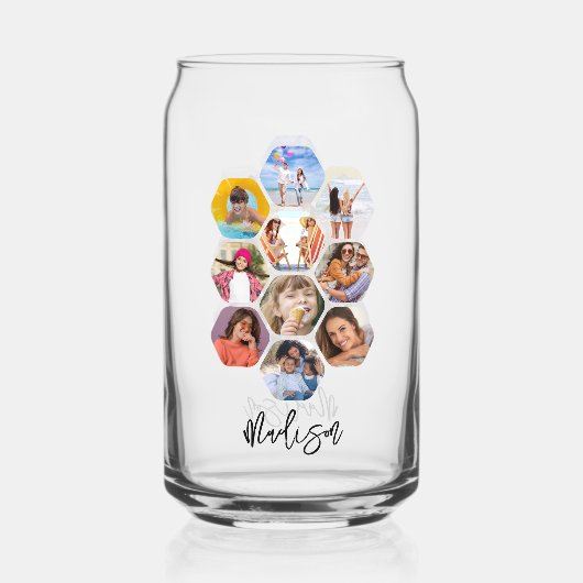 Multi Photo Collage Simple Moderne Personalized Blikvorm Glas (Achterkant)