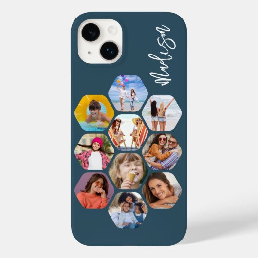Multi Photo Collage Simple Moderne Personalized Case-Mate iPhone Case (Achterkant)