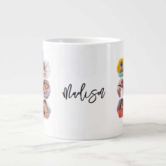 Multi Photo Collage Simple Moderne Personalized Extra Grote Beker (Voorkant)