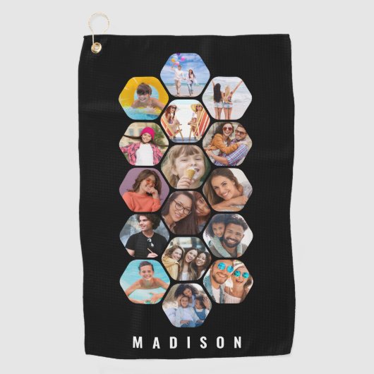Multi Photo Collage Simple Moderne Personalized Golfhanddoek (Voorkant)