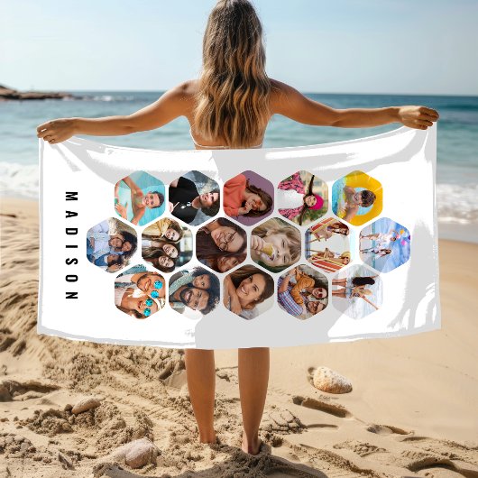 Multi Photo Collage Simple Moderne Personalized Strandlaken