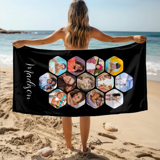 Multi Photo Collage Simple Moderne Personalized Strandlaken