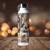 Multi Photo Collage Simple Moderne Personalized Waterfles