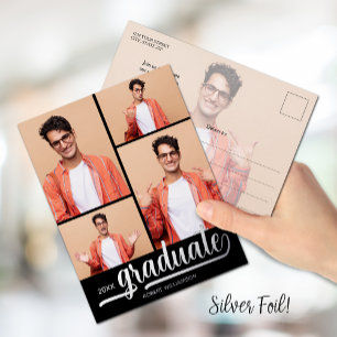 Multi Photo Graduation Party Folie Uitnodiging Briefkaart