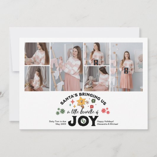 Multi Photo Groovy Kerst Zwangerschap Aankondiging (Voorkant)