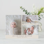Multi Photo Minimalist Cream Geboorteaankondiging Aankondiging (Staand voorkant)