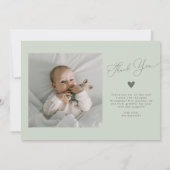 Multi Photo Minimalist Groene Geboorteaankondiging Aankondiging (Achterkant)