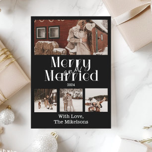 Multi Photo Minimalist Vrolijk en getrouwd Feestdagenkaart