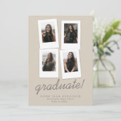 Multi Photo Modern Snapshots Afstuderen Aankondiging (Staand voorkant)