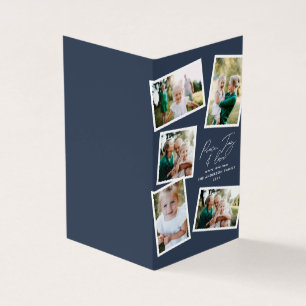 Multi photo moderne élégant script marine bleu fêt