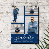 Multi Photo Navy Blue Graduparty Poster