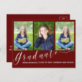 Multi Photo Red 2024 Graduation Faire-part (Devant / Derrière)