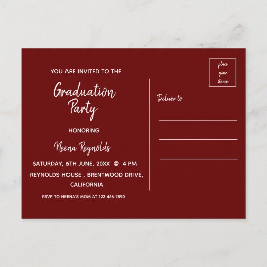 Multi Photo Red 2024 Graduation Faire-part (Dos)