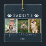 Multi photos premier ornement en céramique de chie<br><div class="desc">Décor moderne et minimaliste pour la nouvelle arrivée des animaux. Il peut être personnalisé avec 3 de vos photos préférées. Trouvez plus d'options dans ma boutique.</div>