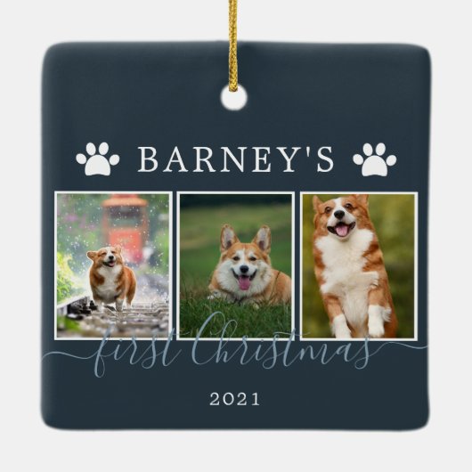 Multi photos premier ornement en céramique de chie (Dos)