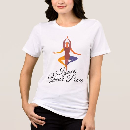 Multi-Pose Yoga Silhouet Tri-Blend Shirt (Voorkant)