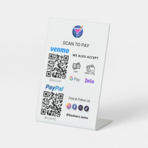 Multi QR Code Betaling White Scan om Pedesta te Reclamebord Met Voetstuk