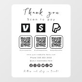 Multi QR Code Paypal Venmo Cash App Modern Wit Raamsticker (Vel)