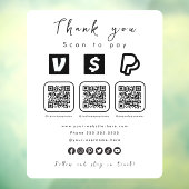 Multi QR Code Paypal Venmo Cash App Modern Wit Raamsticker (Vel 3)