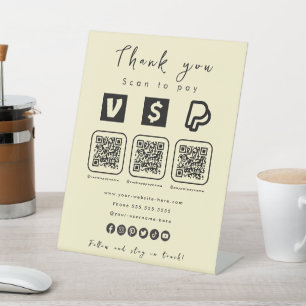 Multi QR Code Paypal Venmo Cash App Soft Groovy Reclamebord Met Voetstuk