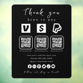 Multi QR Code Paypal Venmo Cash App Zwart Raamsticker (Vel 3)