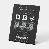 Multi QR Code Paypal Venmo Cash App Zwart Reclamebord Met Voetstuk (Voorkant)