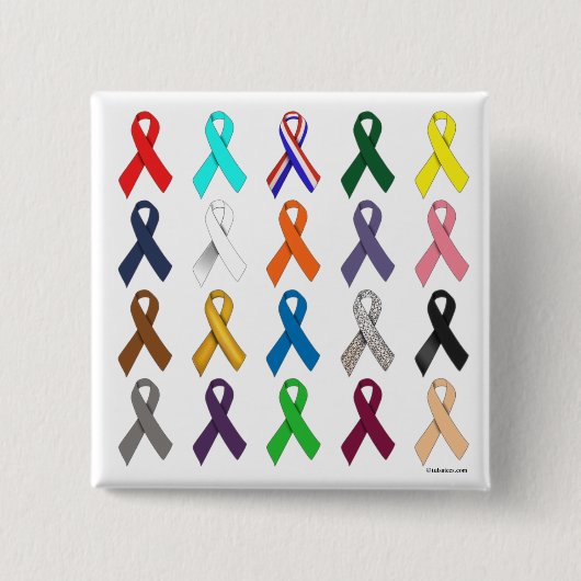 Multi-Ribbon Vierkante Button 5,1 Cm (Voorkant)