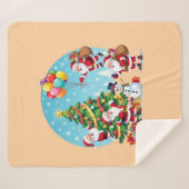 **“Multi-Santa Christmas Fun – 3D Cartoon Transpar Sherpa Deken (Voorkant (horizontaal))