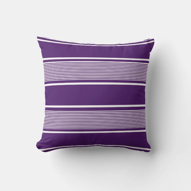 Multi Stripe Paarse en witte Kussen (Voorkant)