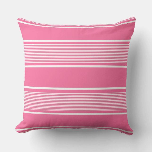 Multi Stripe Roze en Wit Kussen (Voorkant)