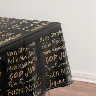 Multi-Taal Gouden Glitter Kerst Groeten Tafelkleed