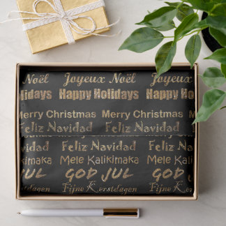 Multi-Taal Gouden Glitter Kerst Groeten Tissuepapier