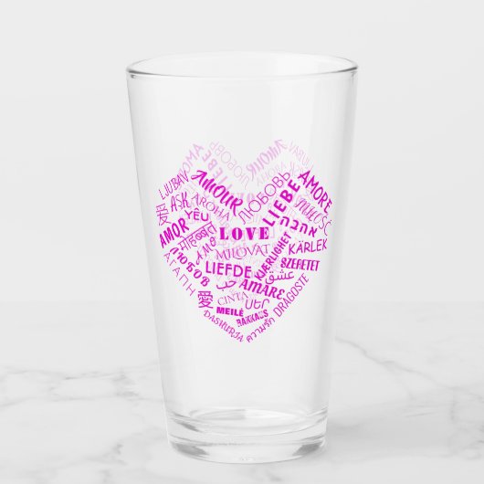 Multi Taal Liefde Word Tekst Glas Gift (Voorkant)