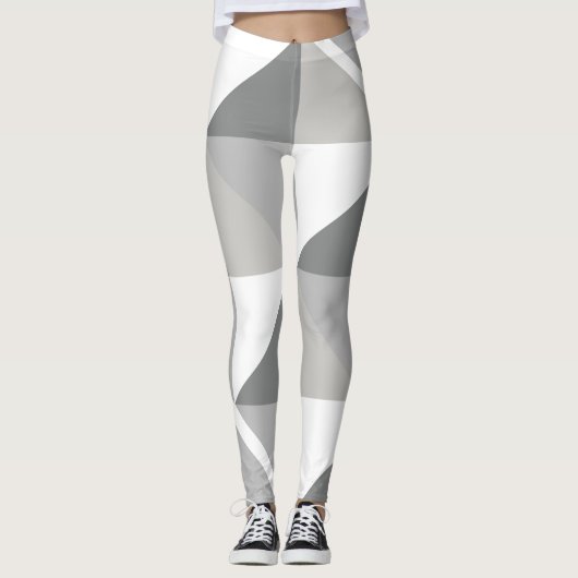 Multi tinten van wit en grijs geometrisch ontwerp leggings (Voorkant)