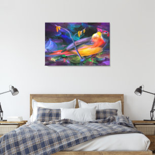 Multi Tri Color Bird Canvas Afdruk