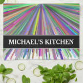 Multicolded Line Burst Pattern + Custom Name Theedoek (Gevouwen)