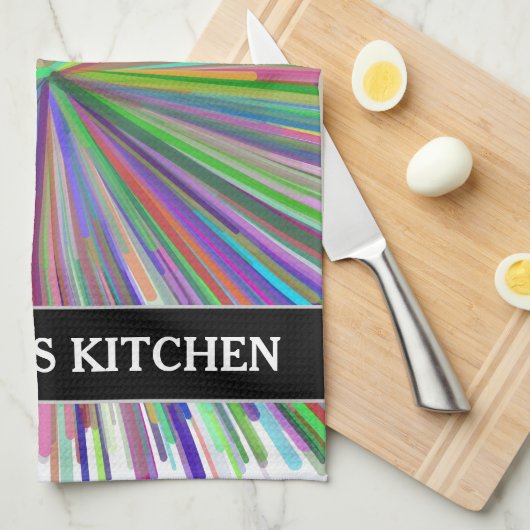 Multicolded Line Burst Pattern + Custom Name Theedoek (Quarter Fold)