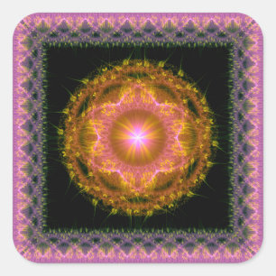 Multicolf gloeiend helder fractaal patroon vierkante sticker