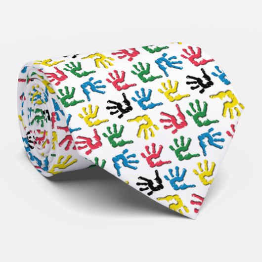 Multicolf handdrukpatroon stropdas (Opgerold)