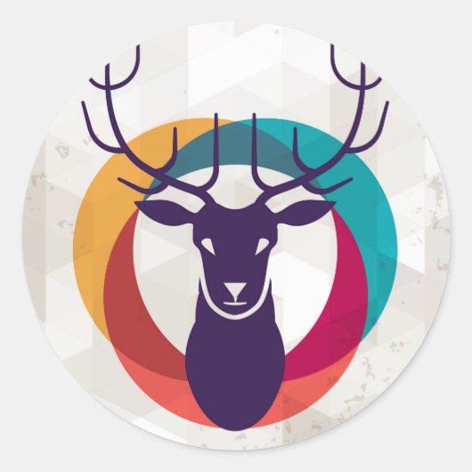 Multicolf hipster Deer Gear Ronde Sticker (Voorkant)