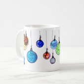 Multicolleur kerstballen koffiemok (Voorkant links)