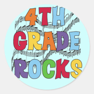 Multicolor 4e Grade Rocks T-shirts en cadeaus Ronde Sticker